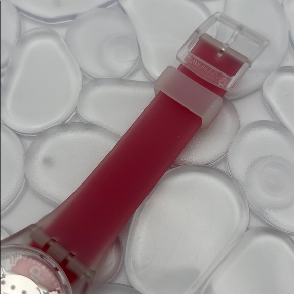 Swatch Watch GE292 CLEARLY RED STRIPED NWT main image 6